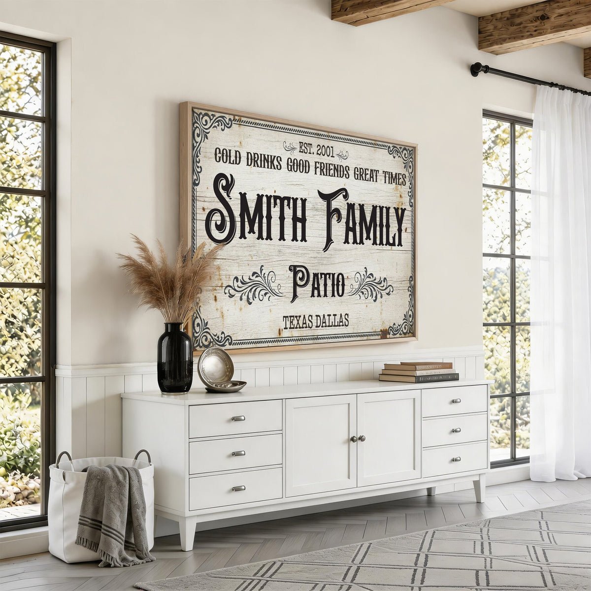 82858529-MGV-CV-36X24 - Custom Family Patio Sign Wall Art Canvas Print, Personalized Rustic Backyard Decor