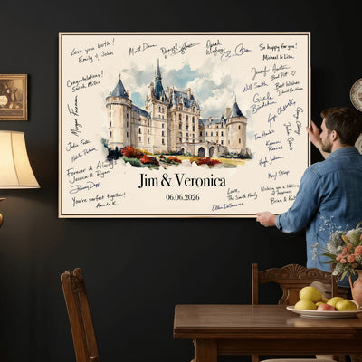 55883547-MGV-CV-36X24 - Wedding Guest Book Alternative Wall Art Canvas Print, Personalized Couple Photo Guestbook Wedding Signature Poster, Custom Couple Photo Guestbook Canvas