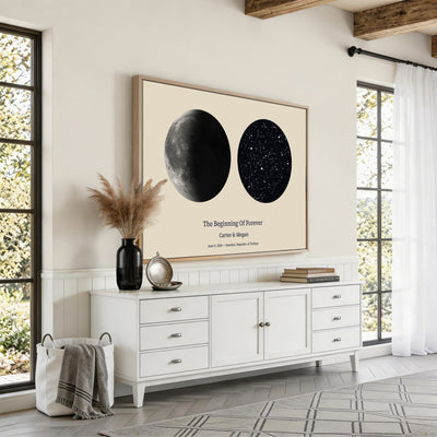 CSTM914LIRIKD-MGV-CV-36X24 - Moon and Stars Canvas Print – Personalized Moon Phase and Star Map Wall Art