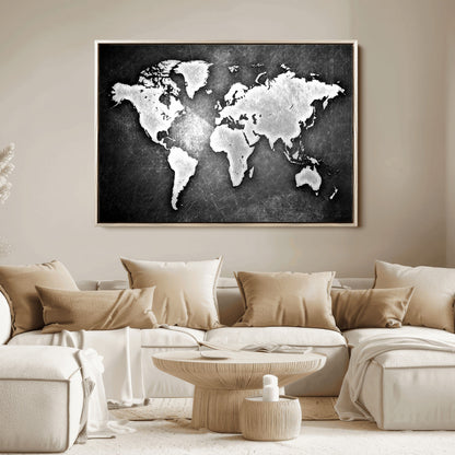 34390-MGV-FC-36X24_Natural-World Map Wall Art Canvas Print – Framed Wall Art for Anniversary Gift or Home Adventure Decor