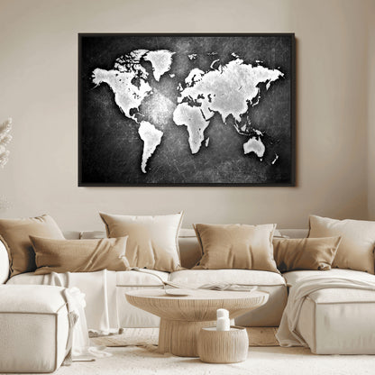 34390-MGV-FC-36X24_Black-World Map Wall Art Canvas Print – Framed Wall Art for Anniversary Gift or Home Adventure Decor