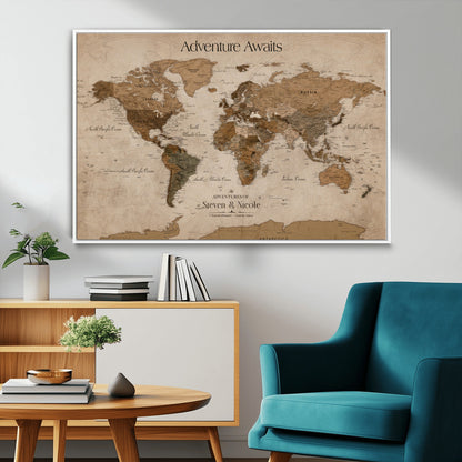 26070282-MGV-CV-36X24-Personalized World Map Wall Art Canvas Print - Customizable Wall Art Map Print