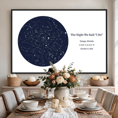 CSTM914STR-MGV-CV-36X24 - Custom Star Map Canvas Print – Personalized Night Sky Wall Art by Date and Location