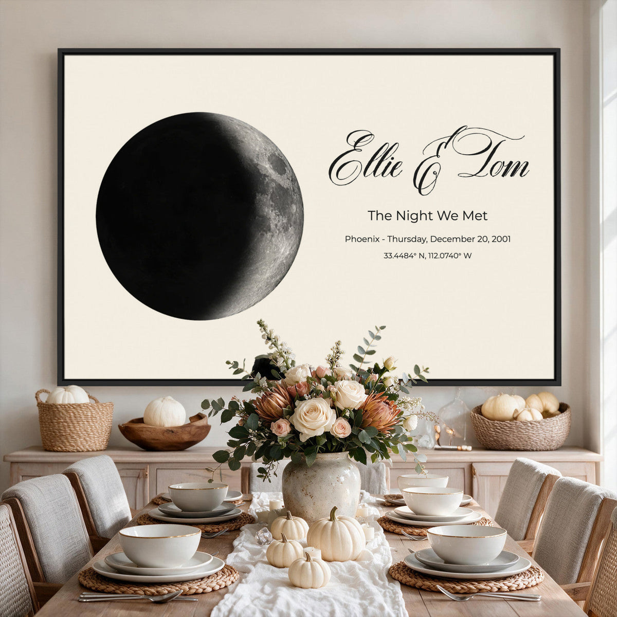 CSTM914MOON-MGV-CV-36X24 - Moon Phase Canvas Print – Personalized Moon from the Night You Met Wall Art