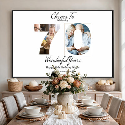 CSTM914DEDE-MGV-CV-36X24 - Number with Photo Canvas Print – Personalized Birthday Number Wall Art