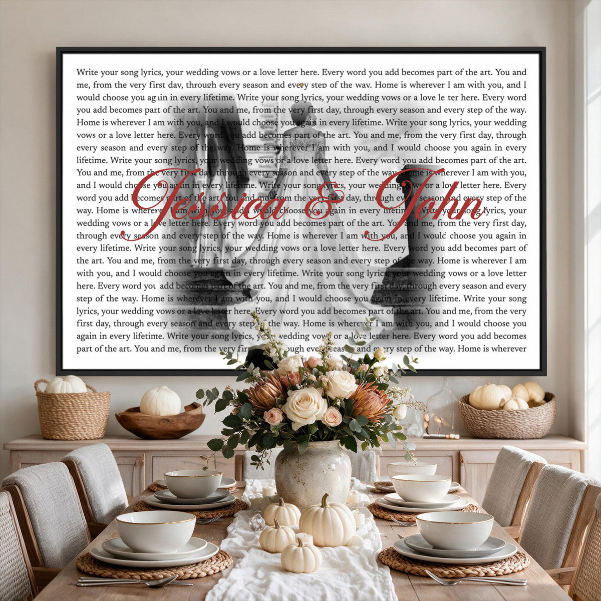 CSTM914LIRIK-MGV-CV-36X24 - Song Lyrics over Photo Canvas Print – Personalized Wedding Song and Photo Wall Art