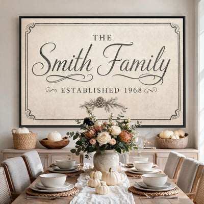 Family established sign canvas, home view
