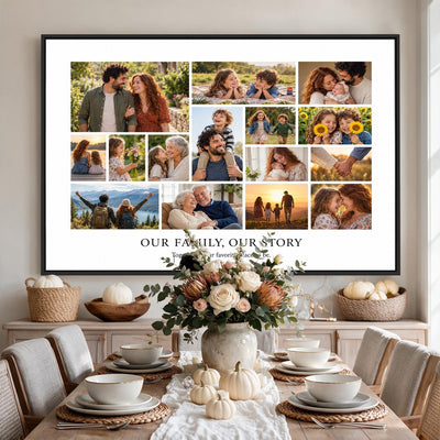 67222677-MGV-CV-24X16 - Custom Family Photo Collage Canvas Print, Personalized Gift
