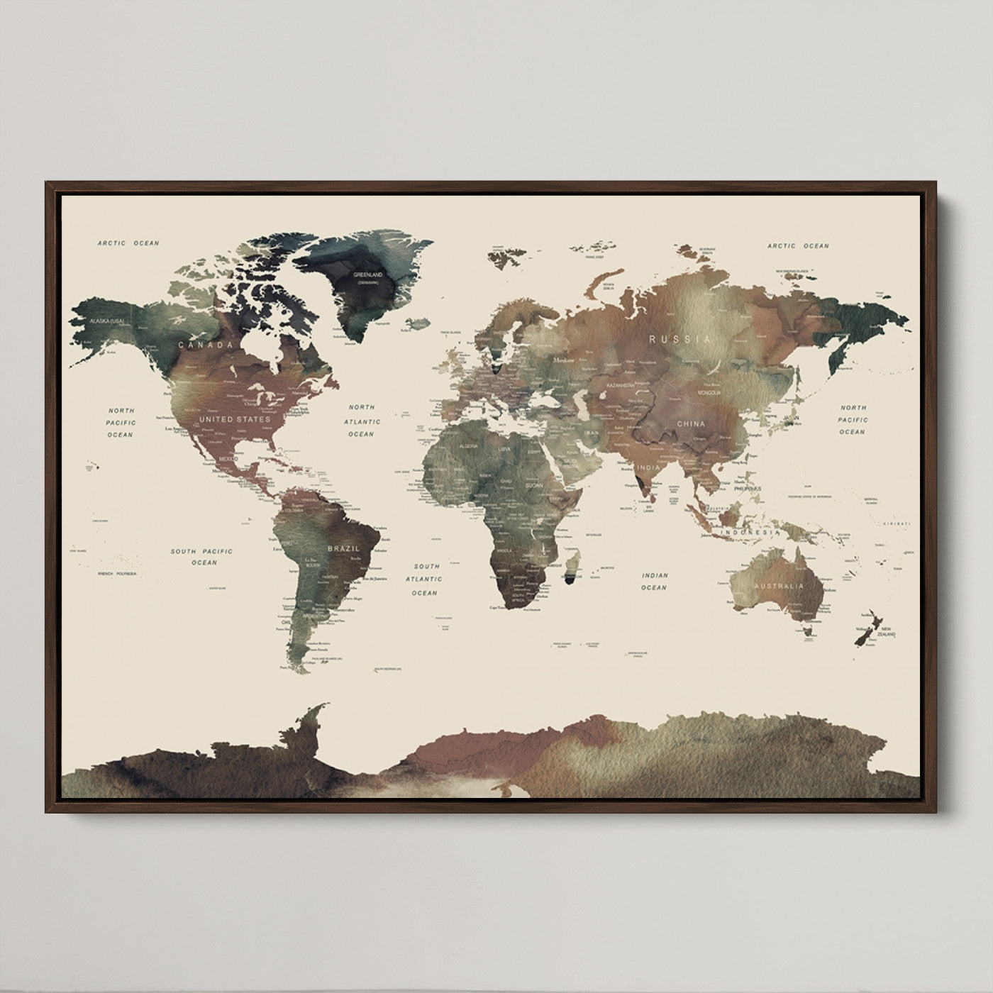 Push Pin World Map Canvas Print – Framed Wall Art for Couples to Track Their Travels – Anniversary Gift or Home Adventure Decor