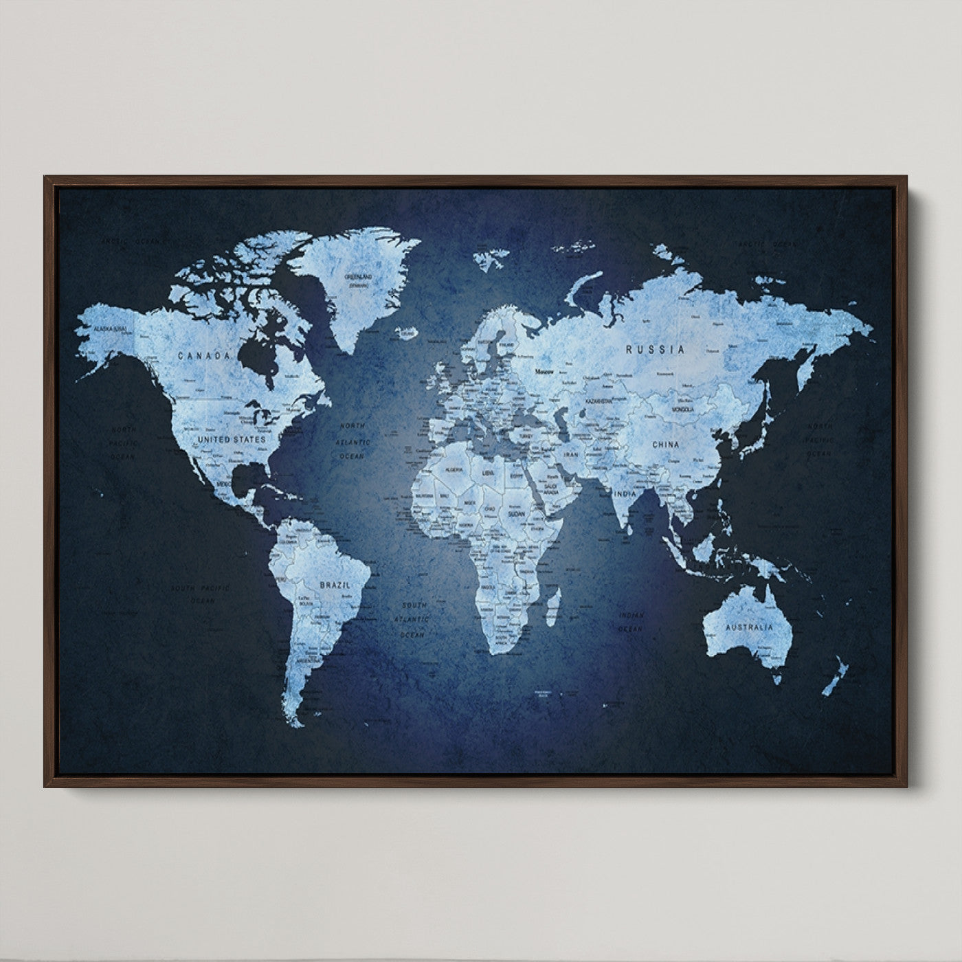 Push Pin World Map Canvas Print – Framed Wall Art for Couples to Track Their Travels – Anniversary Gift or Home Adventure Decor