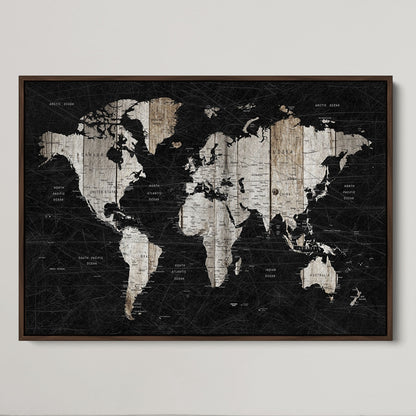 89998-MGV-CV-36X24-Push Pin World Map Canvas Print – Framed Wall Art for Couples to Track Their Travels – Anniversary Gift or Home Adventure Decor