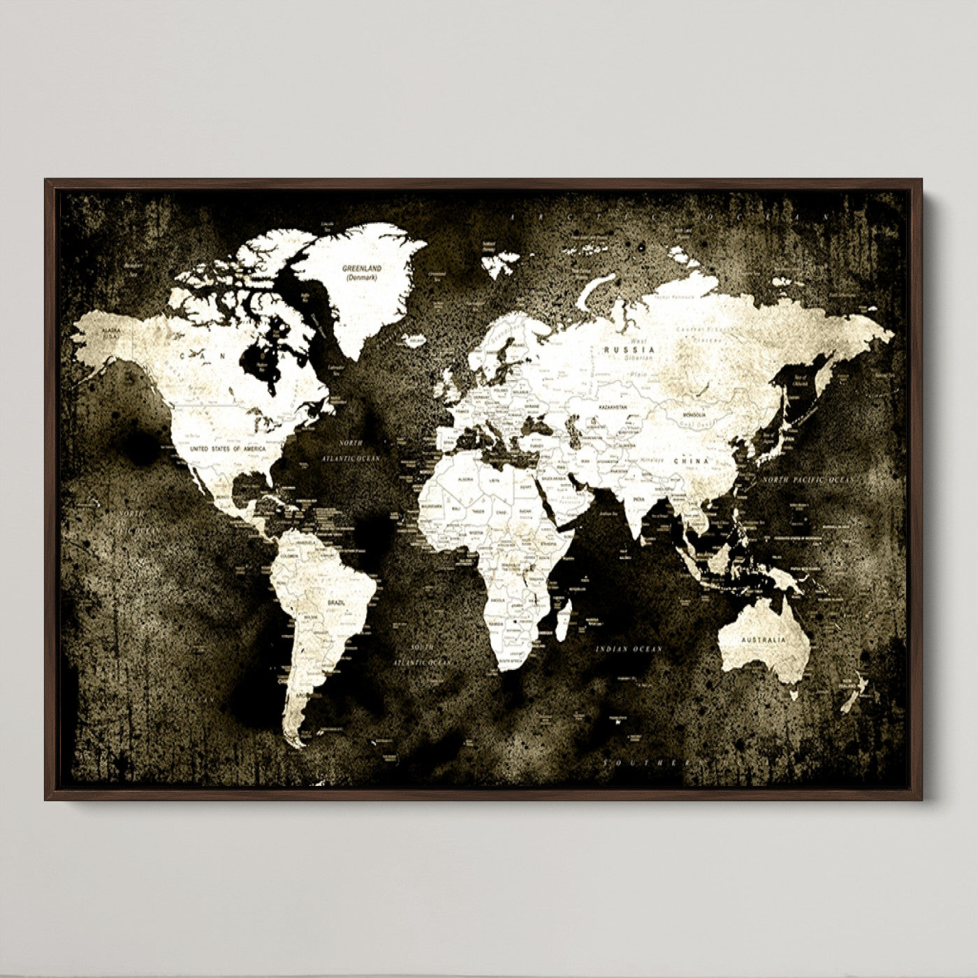 66737-MGV-CV-36X24-Push Pin World Map Canvas Print – Framed Wall Art for Couples to Track Their Travels – Anniversary Gift or Home Adventure Decor