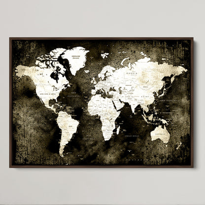 66737-MGV-CV-36X24-Push Pin World Map Canvas Print – Framed Wall Art for Couples to Track Their Travels – Anniversary Gift or Home Adventure Decor