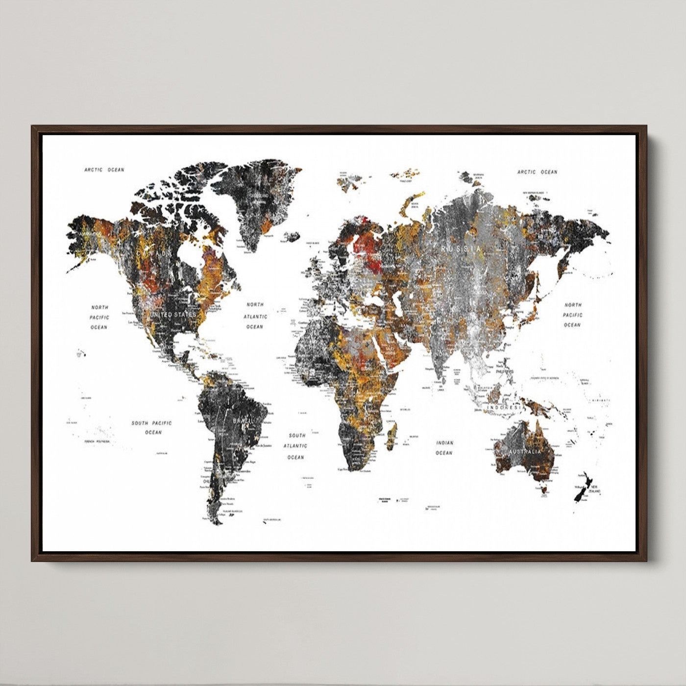 Push Pin World Map Canvas Print – Framed Wall Art for Couples to Track Their Travels – Anniversary Gift or Home Adventure Decor