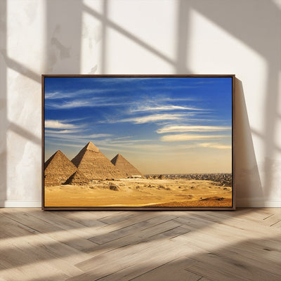 18193-MGV-FC-36X24-Majestic Ancient Wonders Wall Art Canvas Print, Golden Desert Under Endless Blue Sky Desert Sands Under Endless Blue Sky Artwork for Home Office