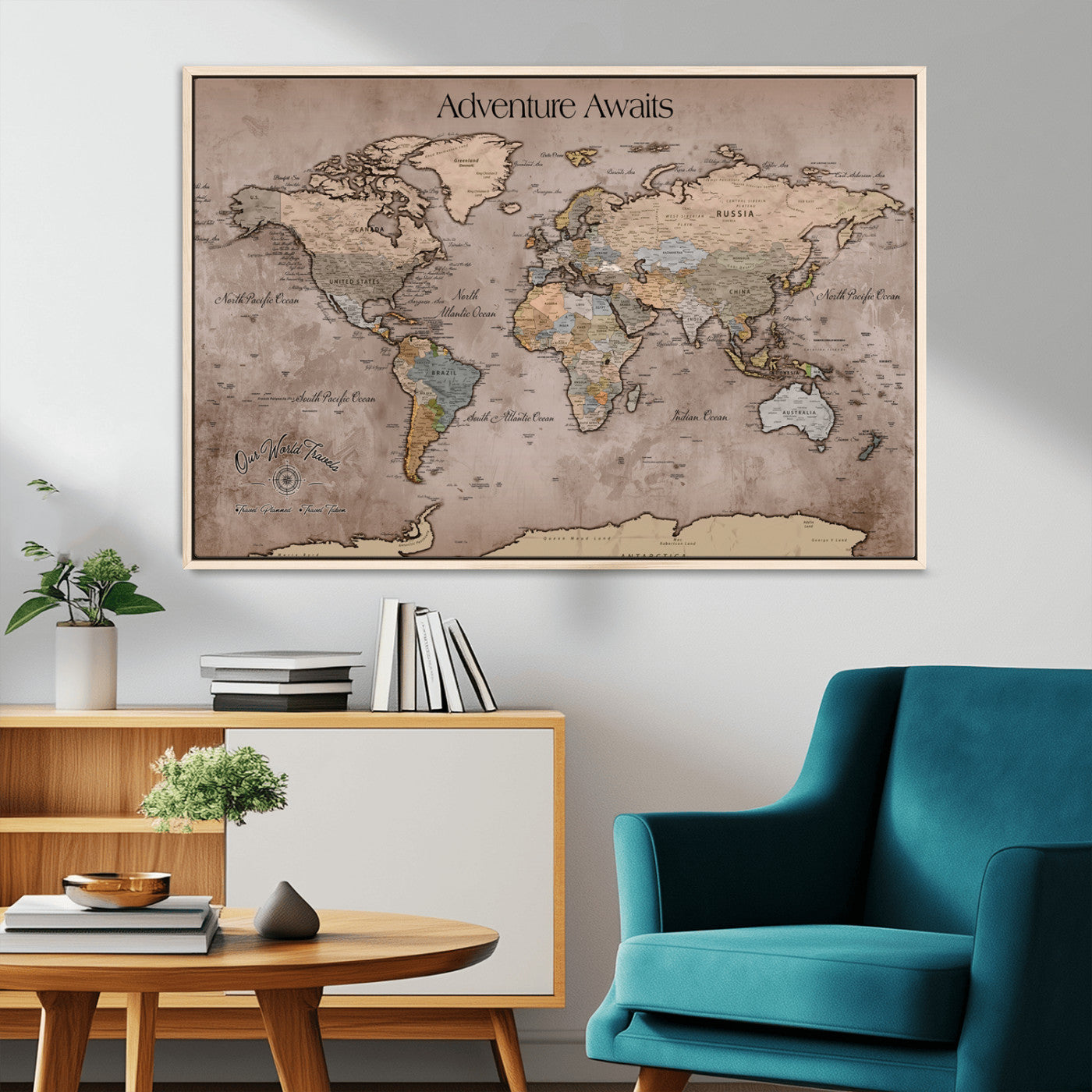 30557812-MGV-FC-36X24_Natural-Framed Abstract Tree Ring Wall Art Print, Natural Rustic Wood Texture Canvas Print, Wood Tree Stump Farmhouse, Log Cabin Wooden House Decor