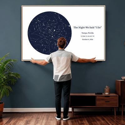CSTM914STR-MGV-CV-36X24 - Custom Star Map Canvas Print – Personalized Night Sky Wall Art by Date and Location