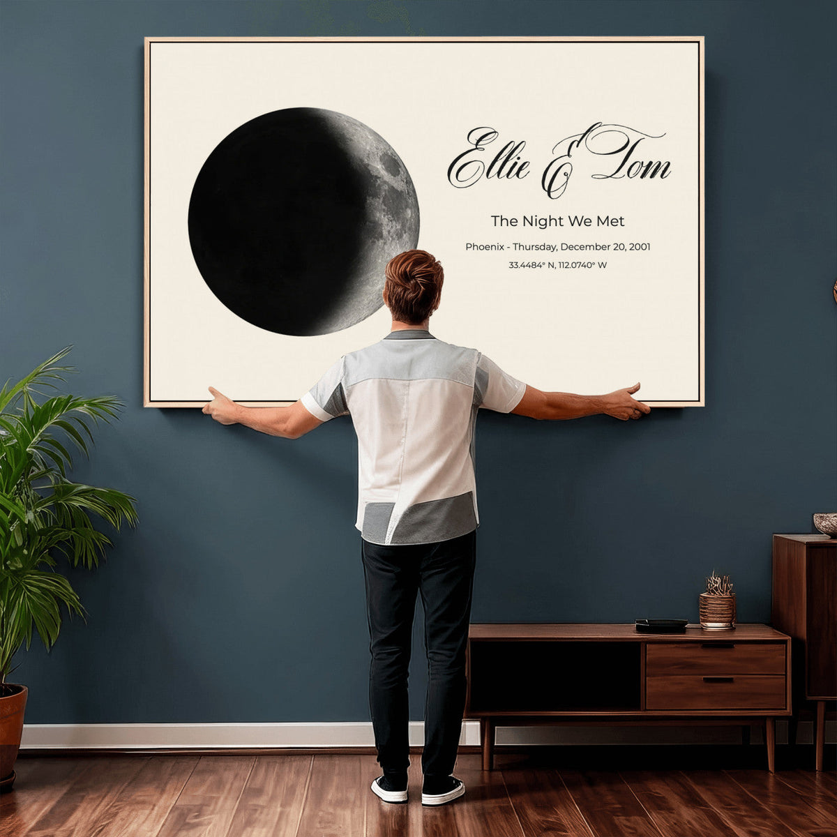 CSTM914MOON-MGV-CV-36X24 - Moon Phase Canvas Print – Personalized Moon from the Night You Met Wall Art
