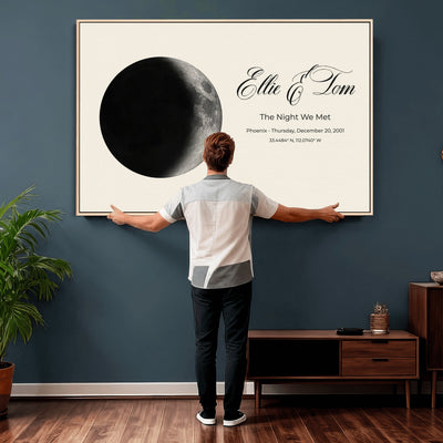 CSTM914MOON-MGV-CV-36X24 - Moon Phase Canvas Print – Personalized Moon from the Night You Met Wall Art