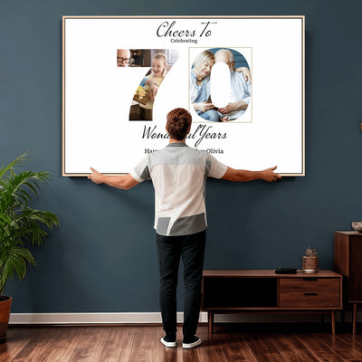 CSTM914DEDE-MGV-CV-36X24 - Number with Photo Canvas Print – Personalized Birthday Number Wall Art