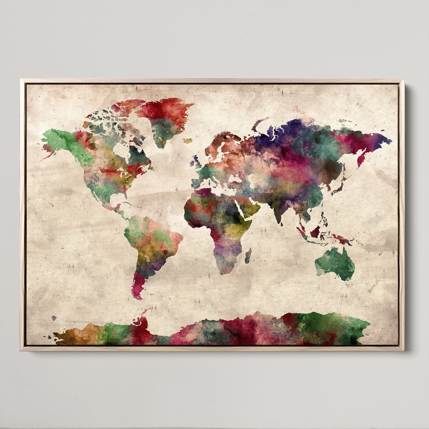 Push Pin World Map Canvas Print – Framed Wall Art for Couples to Track Their Travels – Anniversary Gift or Home Adventure Decor