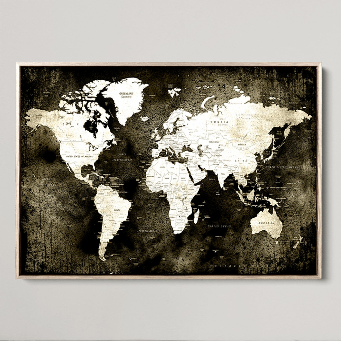 66737-MGV-CV-36X24-Push Pin World Map Canvas Print – Framed Wall Art for Couples to Track Their Travels – Anniversary Gift or Home Adventure Decor
