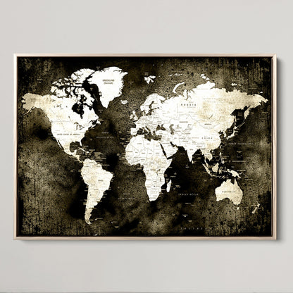 66737-MGV-CV-36X24-Push Pin World Map Canvas Print – Framed Wall Art for Couples to Track Their Travels – Anniversary Gift or Home Adventure Decor