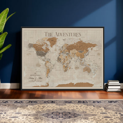 57738274-MGV-CV-36X24 - Custom Push Pin World Map Wall Art Canvas Print | Personalized Travel Tracker - NEWMAP-10