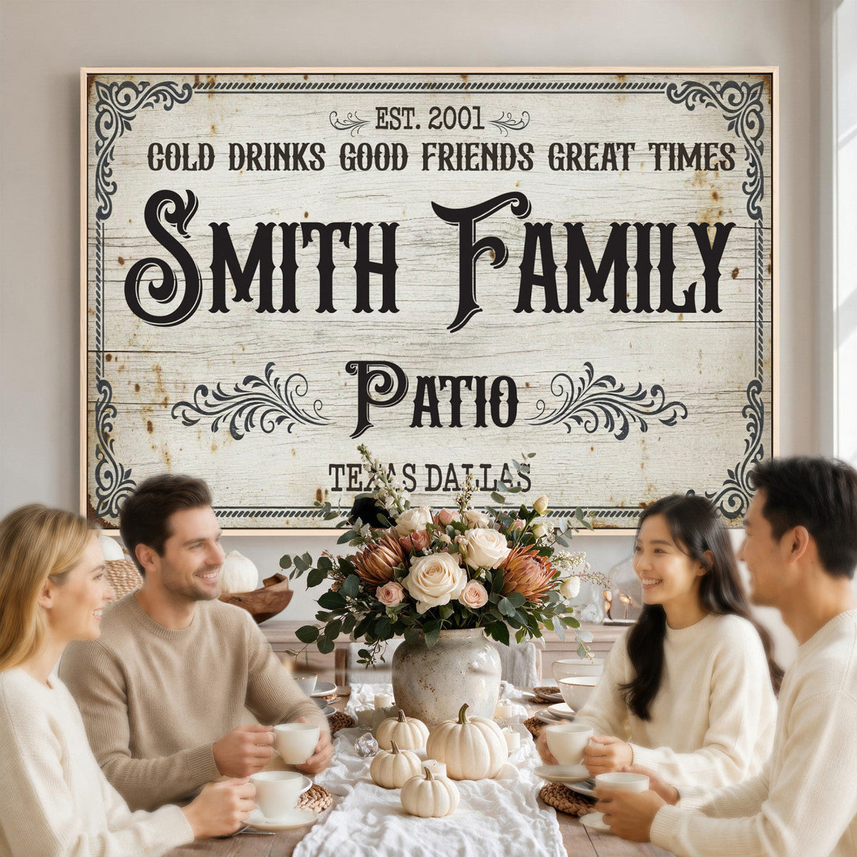 82858529-MGV-CV-36X24 - Custom Family Patio Sign Wall Art Canvas Print, Personalized Rustic Backyard Decor