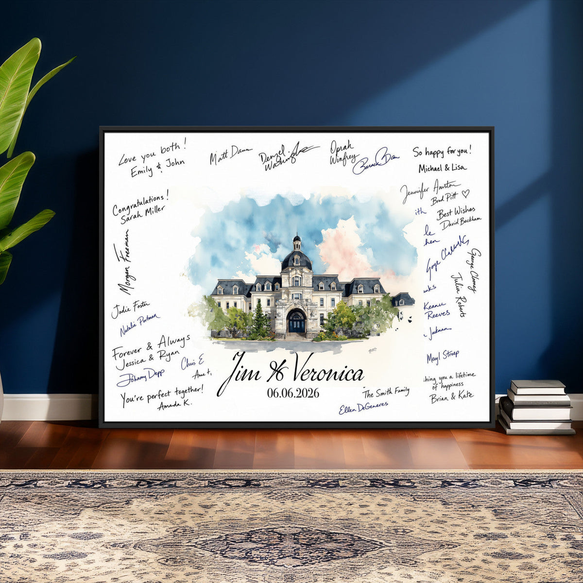 38232057-MGV-CV-36X24 - Wedding Guest Book Alternative Wall Art Canvas Print, Personalized Couple Photo Guestbook Wedding Signature Poster, Custom Couple Photo Guestbook Canvas