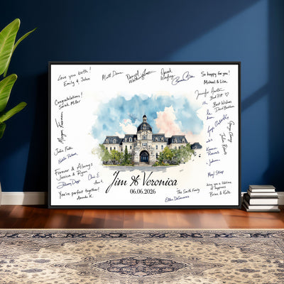 38232057-MGV-CV-36X24 - Wedding Guest Book Alternative Wall Art Canvas Print, Personalized Couple Photo Guestbook Wedding Signature Poster, Custom Couple Photo Guestbook Canvas