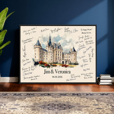 55883547-MGV-CV-36X24 - Wedding Guest Book Alternative Wall Art Canvas Print, Personalized Couple Photo Guestbook Wedding Signature Poster, Custom Couple Photo Guestbook Canvas