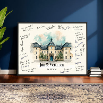 13409147-MGV-CV-36X24 - Wedding Guest Book Alternative Wall Art Canvas Print, Personalized Couple Photo Guestbook Wedding Signature Poster, Custom Couple Photo Guestbook Canvas