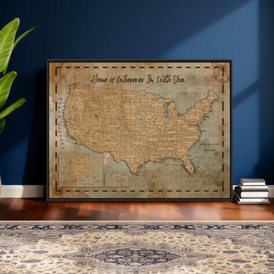 87620242-MGV-CV-36X24 - Personalized USA Push Pin Travel Map Wall Art Canvas Print | Custom United States Map | Push Pin Map - USA Bucket List Map