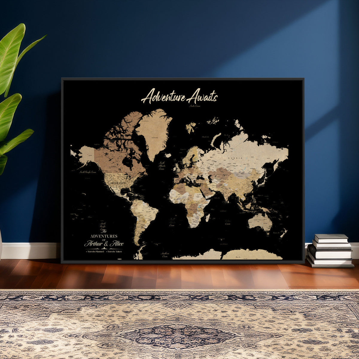 88415067-MGV-CV-36X24 - Custom Push Pin World Map Canvas Print | Personalized Travel Map Wall Art