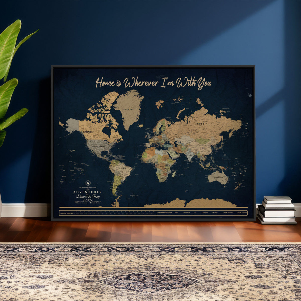 14276407-MGV-CV-36X24 - Custom Push Pin World Map Canvas Print | Personalized Travel Map Wall Art