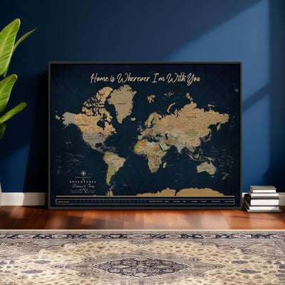 14276407-MGV-CV-36X24 - Custom Push Pin World Map Canvas Print | Personalized Travel Map Wall Art