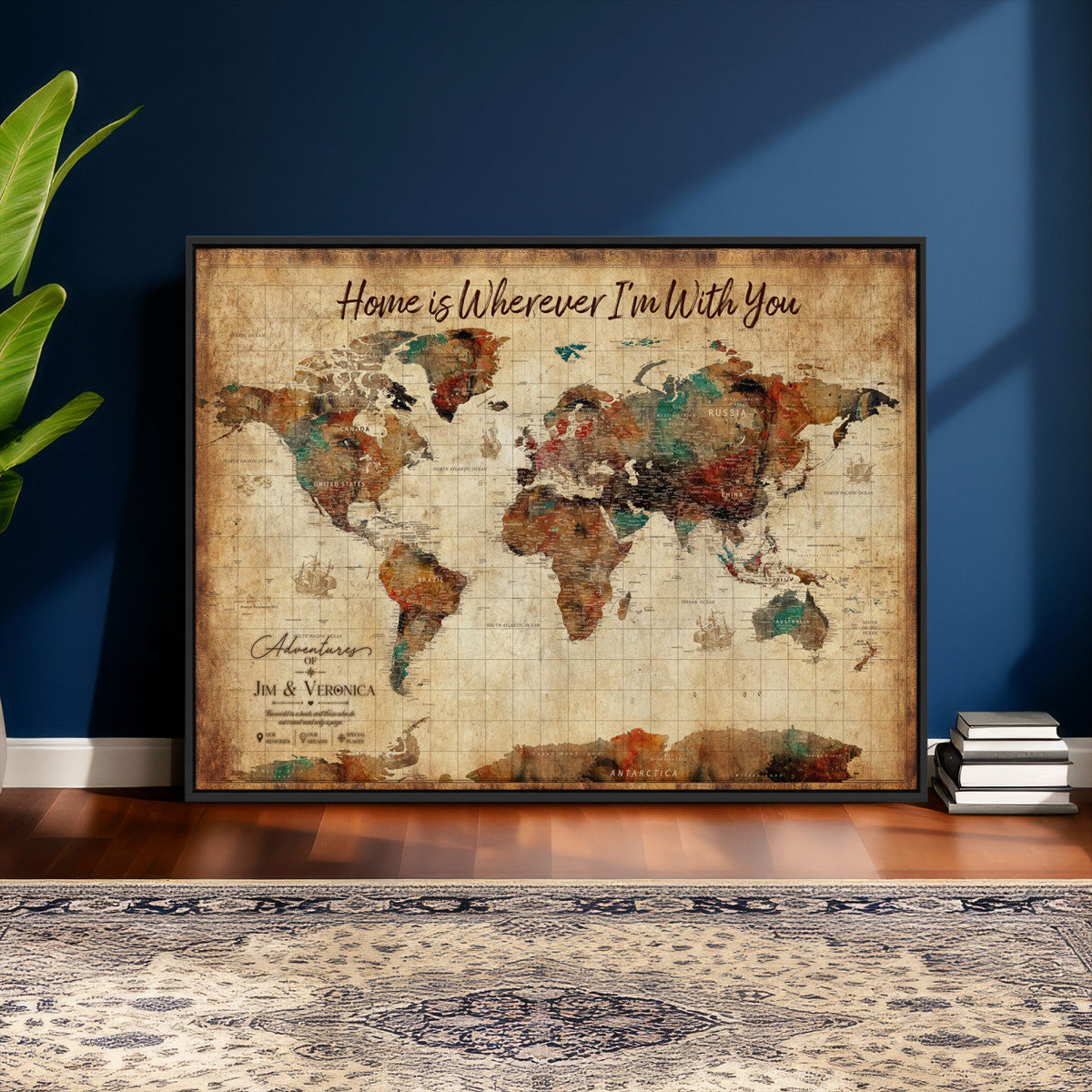 48389322-MGV-CV-36X24 - Custom Push Pin World Map Canvas Print | Personalized Travel Map Wall Art