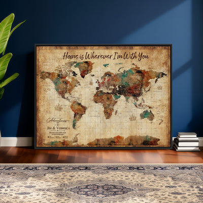 48389322-MGV-CV-36X24 - Custom Push Pin World Map Canvas Print | Personalized Travel Map Wall Art