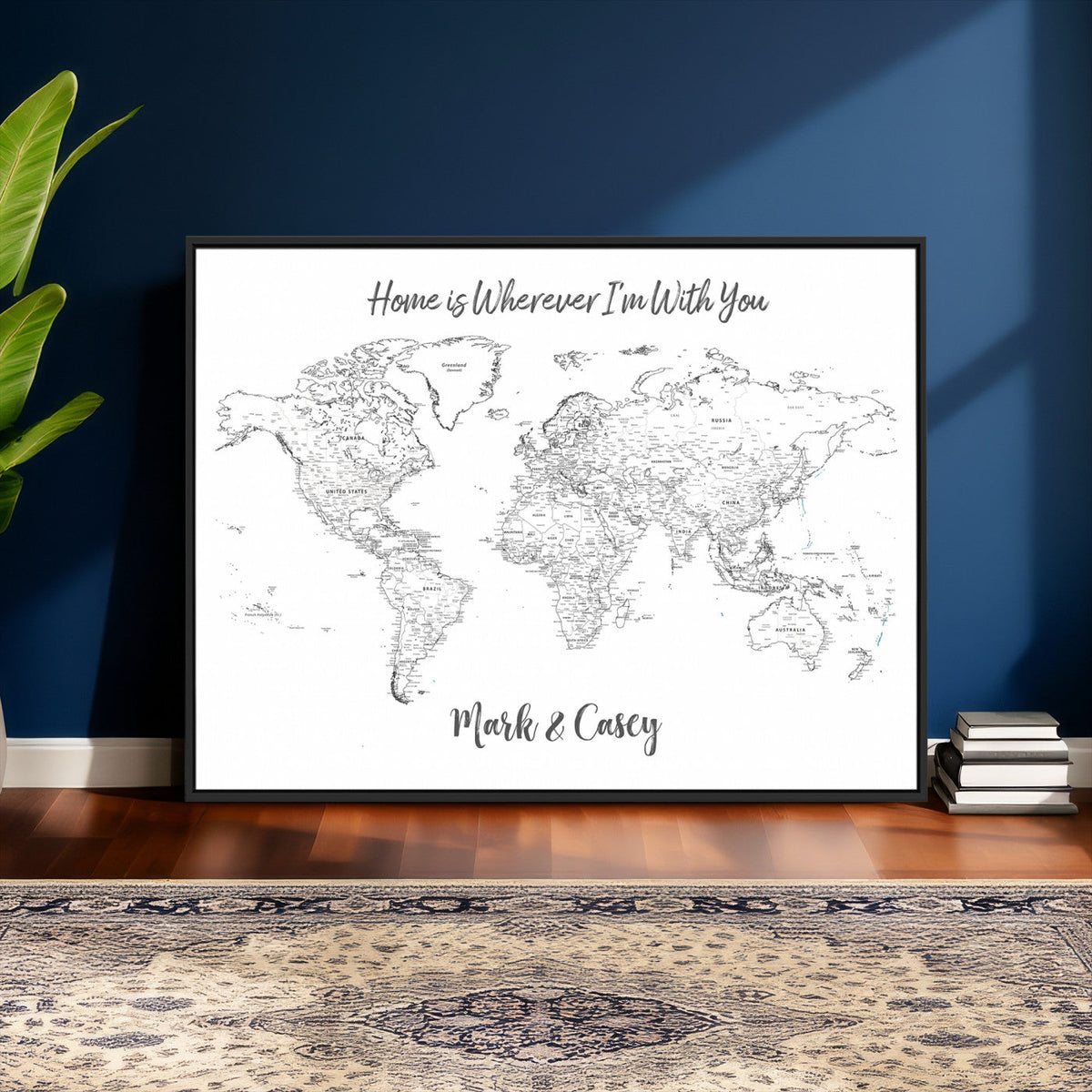 84721465-MGV-CV-36X24 - Custom Push Pin World Map Canvas Print | Personalized Travel Map Wall Art