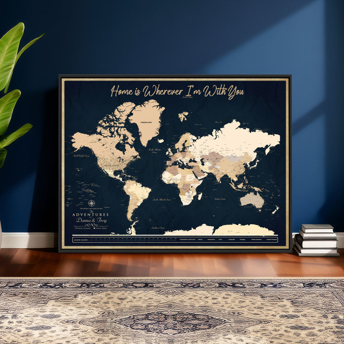 29990805-MGV-CV-36X24 - Custom Push Pin World Map Canvas Print | Personalized Travel Map Wall Art