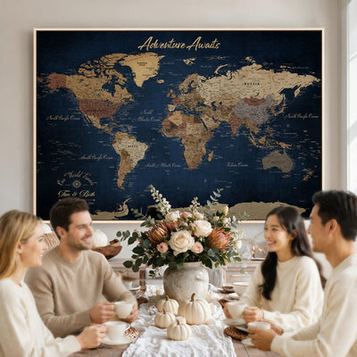74477969-MGV-CV-36X24 - Custom Push Pin World Map Canvas | Personalized Travel Tracker | Wedding Anniversary Gift for Couples | Adventure Map Wall Art with Pins