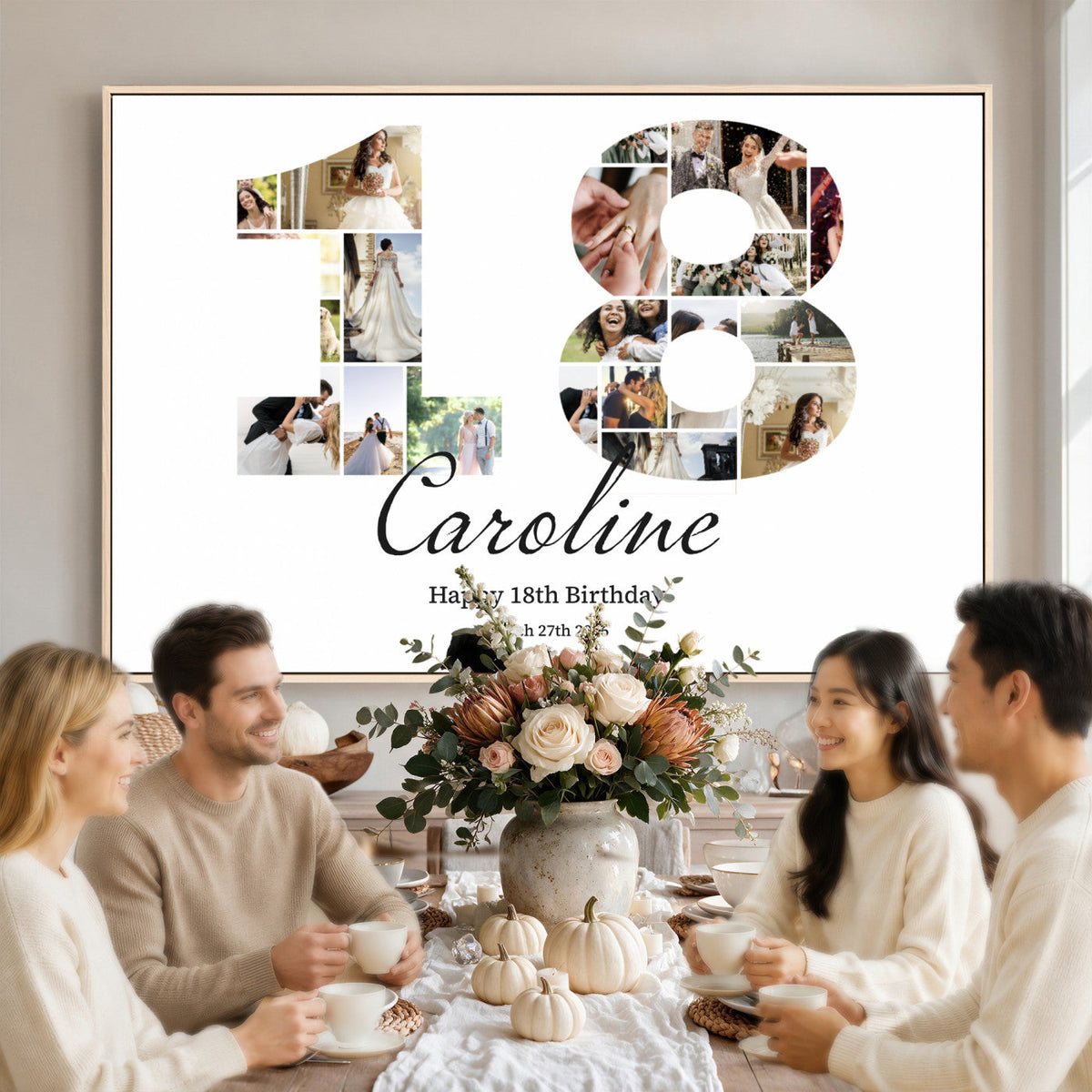 CSTM914DD-MGV-CV-36X24 - Number Photo Mosaic Canvas Print – Personalized Birthday Number Made of Your Photos