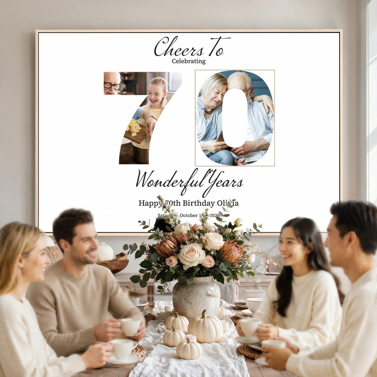 CSTM914DEDE-MGV-CV-36X24 - Number with Photo Canvas Print – Personalized Birthday Number Wall Art