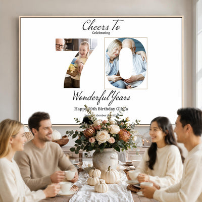 CSTM914DEDE-MGV-CV-36X24 - Number with Photo Canvas Print – Personalized Birthday Number Wall Art