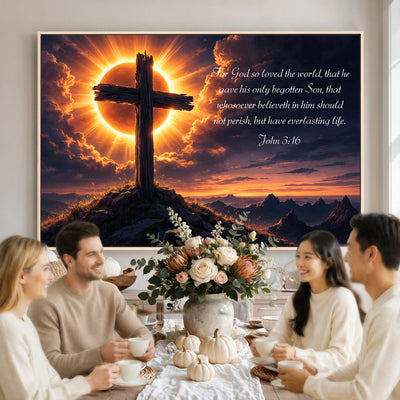 Custom Bible Verse Cross Canvas, Personalized Christian Wall Art