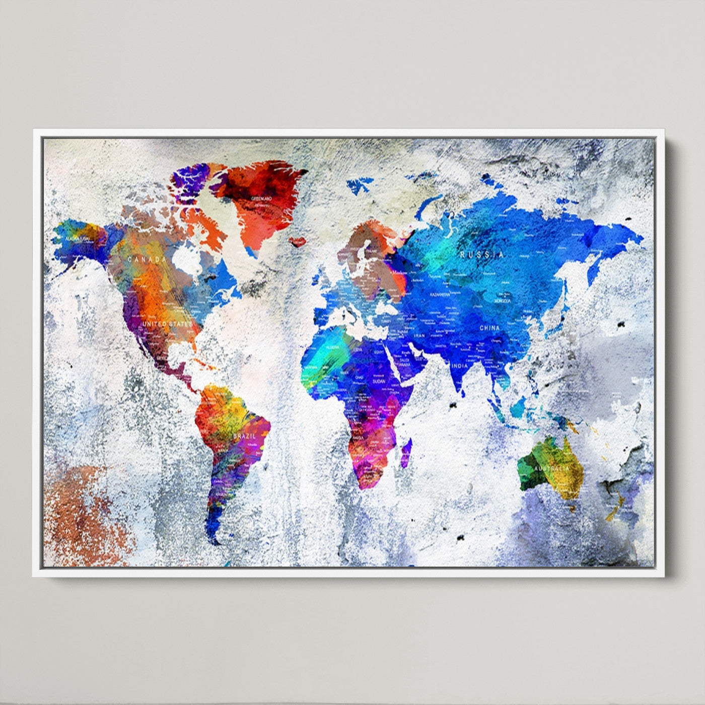 Push Pin World Map Canvas Print – Framed Wall Art for Couples to Track Their Travels – Anniversary Gift or Home Adventure Decor