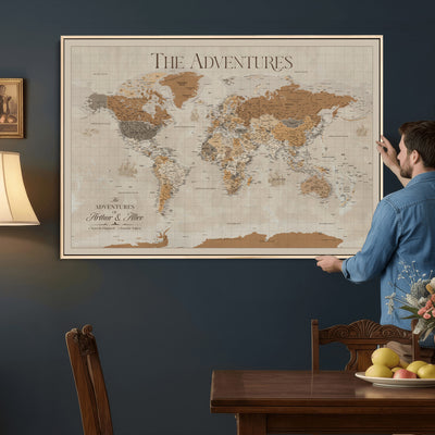 57738274-MGV-CV-36X24 - Custom Push Pin World Map Wall Art Canvas Print | Personalized Travel Tracker - NEWMAP-10