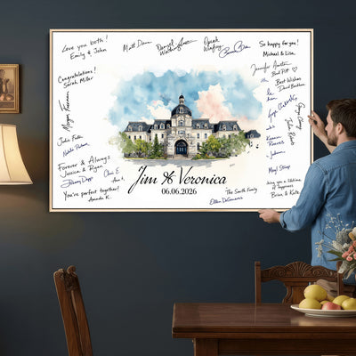 38232057-MGV-CV-36X24 - Wedding Guest Book Alternative Wall Art Canvas Print, Personalized Couple Photo Guestbook Wedding Signature Poster, Custom Couple Photo Guestbook Canvas