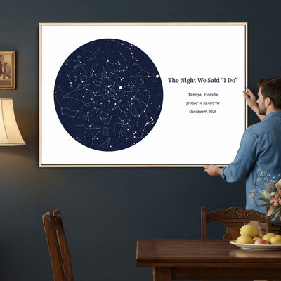 CSTM914STR-MGV-CV-36X24 - Custom Star Map Canvas Print – Personalized Night Sky Wall Art by Date and Location
